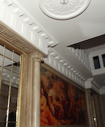 Detail of ceiling rose CR28, cornice C12 and FR4 panelling over the window in the Gallery by Giac DellAccio